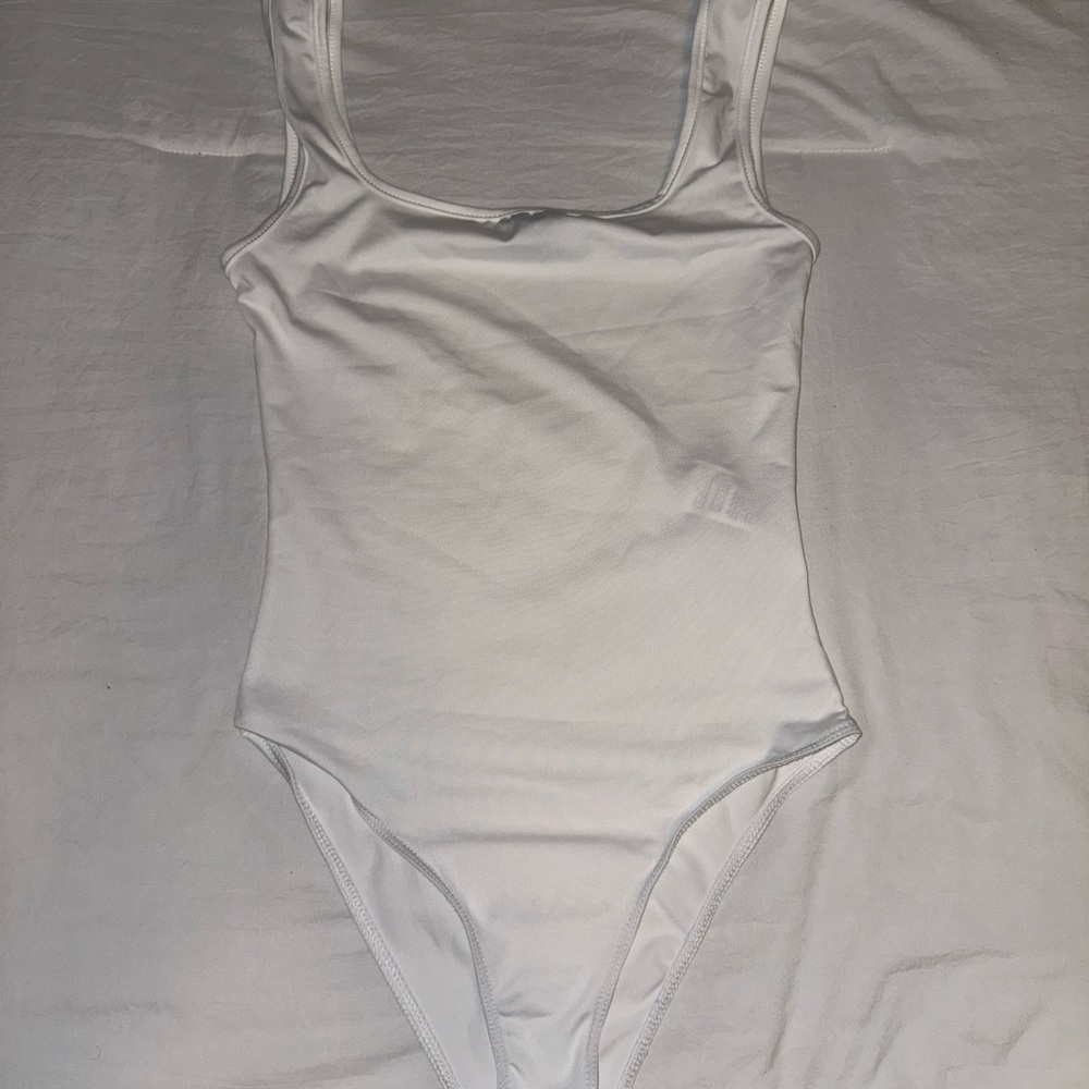 Classic White Scoop Neck One-Piece Bodysuit